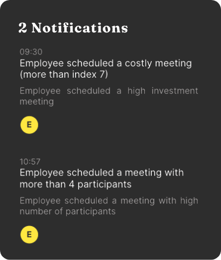 Two notifications in Meeting Minutes dashboard